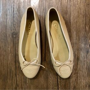 Chanel Beige Ballet Flats, Size 38